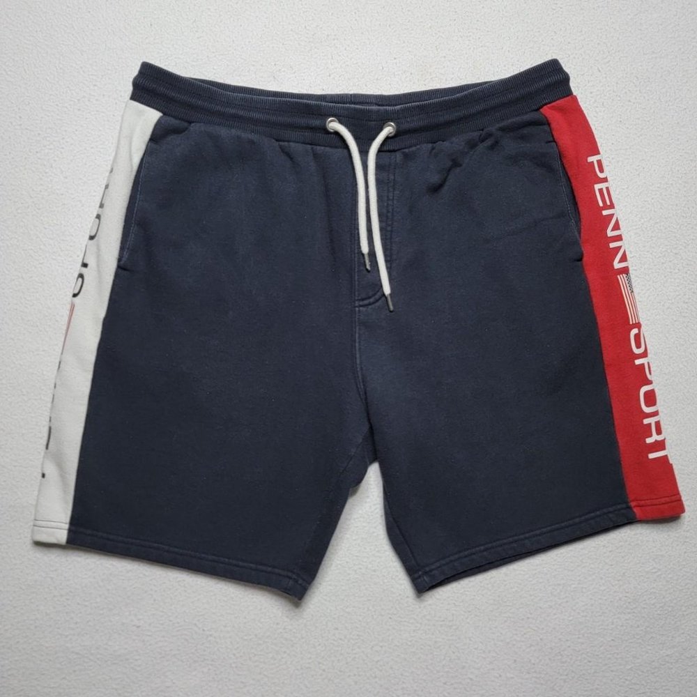 PENN Sport Sweat Shorts Men's Size Large Blue Striped Athletic